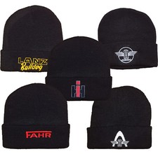 Strickmütze bestickt mit Logo IHC, Lanz Bulldog, Hanomag, Fahr, Mütze schwarz 