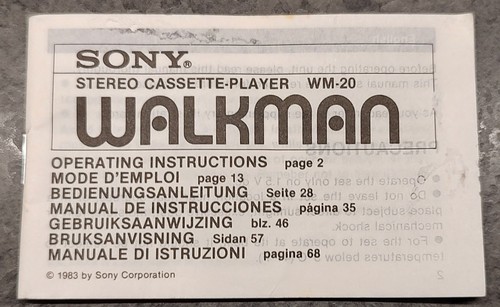 Sony walkman 20 - walkman, wm-20
