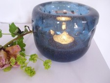 Glasvase / Teelicht-Glas: oval schwer! feine Luftblasen, Boden ausgeschliffen!