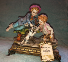 Vintage: Jungen mit Hund Triade Benacchio Capodimonte Porzellanfigur