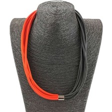 Kautschuk / Silikon / Gummi Kette Collier  rot-schwarz