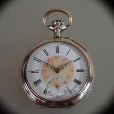 Schöne offene Herrentaschenuhr Erwin Vogel Silber um 1900 (48537)