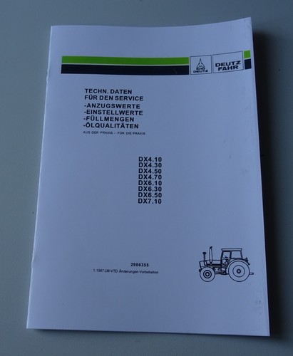 Deutz techn daten - deutz, dx