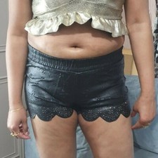 Damen PVC Hot Pants Shorts