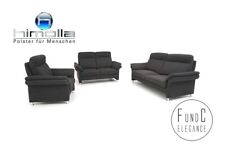 Himolla Garnitur Set Couch Sofa Dreisitzer Zweisitzer Sessel Stoff braun
