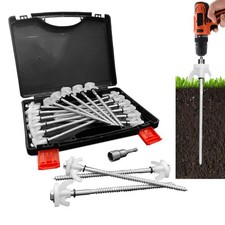 20Stk Zelt Heringe Stahl Schraubheringe Robuste Erdnägel Gewinde für Camping DE