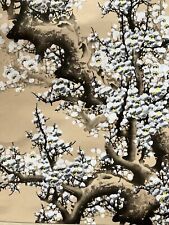 Vintage Rollbild Asiatisches Wandbild - weiße Baumblüten - Wall painting