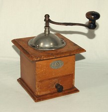 Antike große R. Z. Zassenhaus Holz Kaffeemühle - alte Mokkamühle Metallmahlwerk