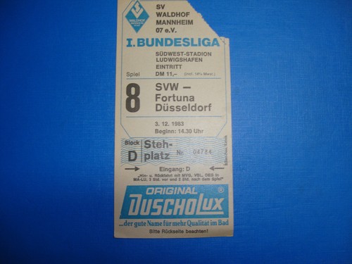 Ticket sv waldhof - 83/84,