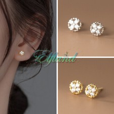 Echt 925 Sterling Silber * Ohrschmuck Ohrringe Ohrstecker * Zirkonia Blüte Kreis