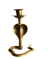 Kerzenleuchter Königskobra Messing verziert Kobras Schlange