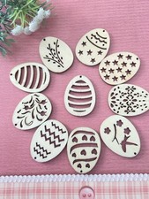 Ostereier 10 Stück aus Holz Eier Ostern Holzeier Osterdeko zum Anhängen (K40)