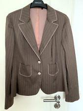 Marc Cain Blazer Jacke beige gestreift Baumwolle Stretch N6 Gr. 44