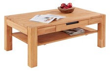 Couchtisch »Tino«, mit Schubkasten und Ablageplatte, Kernbuche Massivhholz geölt