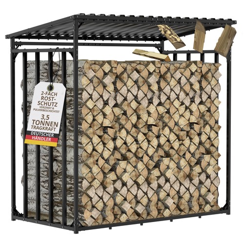 Kaminholzregal außen mit dach - kaminholzregal,