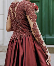 Bordeaux Rotes Abendkleid mit Spitze