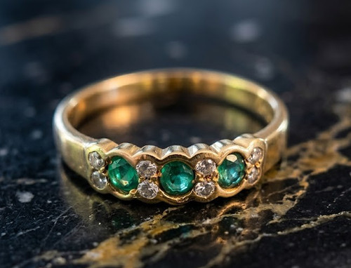 Edler smaragd diamant ring - smaragd, 750