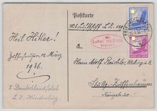 Zeppelin Postkarte 1. Postfahrt LZ 129 Hindenburg FRIEDRICHSHAFEN 1936 [273]