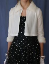 Bolerojacke Kommunionjacke Bolero Jacke Kommunion Fleece Gr.134 weiss NEU