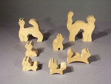 naef swiss made, 7 Katzen als Puzzle, Katzenfamilie, Katze, Kater und 5 Kätzchen