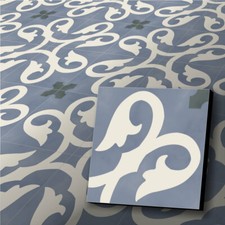 Zementfliese Dekor Harfa grau