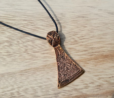 Set Wikinger Anhänger Axt-Blatt  Bronze Wikingerschmuck groß mit Lederband Axt