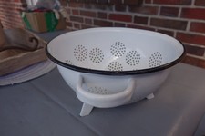 Altes Nudelsieb Siebtopf Abtropfsieb Emaille Emailgeschirr