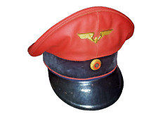 DB, orangefarbene Schirmmütze aus Kunstleder für Fahrdienstleiter der DB