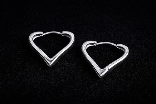 Edelstahl herz ohrringe silber - ohrringe,