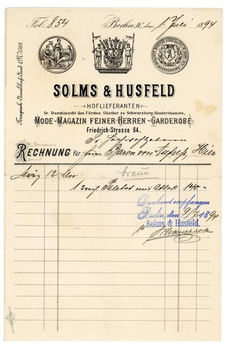 Rechnung solms husfeld - rechnung, &