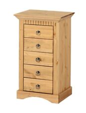 Kommode Kiefer massiv, gelaugt/geölt mit 5 Schubladen