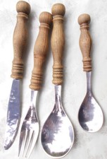 Besteckgarnitur 24 tlg. Edelstahl Rostfrei mit Holzgriff Essbesteck Tafelbesteck