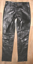 lange Herren- LEDERJEANS / Lederhose in schwarz aus Glattleder W33 / L34-35