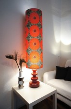 Lampenschirm XXL 70er Jahre Afrika Stil 98 cm hoch rot blau handgefertigt in DE