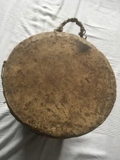 afrikanischer Tamtam : Trommel braun, beige, Höhe 36 cm, Felldurchmesser 25 cm