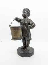 Antiker Kabinett Aschenbecher Ascher Figur Frankreich Junge mit Eimer um 1880