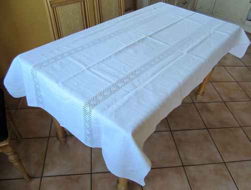 Tischdecke mit spitze weiß - spitze,,