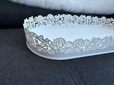 Ikea Tablett Weiß Metall Mit Verzierungen Oval 36x16 cm Vögel