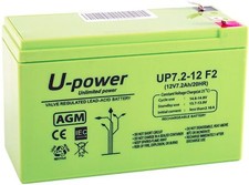 U-POWER Batterie  Plomo AGM 7.2Ah 12V FASTON F2 6.3mm✅