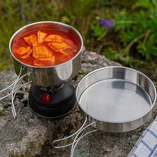 Campingtopf Kochtopf Kochgeschirr 2tlg Edelstahl Urlaub Outdoor Camping Küche