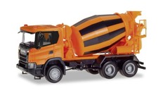 Scania CG 17 6x6 Betonmischer LKW orange Modell von herpa 1:87
