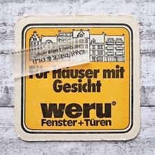 Häuser Gesicht Weru Fenster Türen Architektur Bierdeckel Werbung Reklame Vintage
