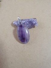  Edelstein Anhänger mit  Amethyst Lila 5cm,  925 Silber 