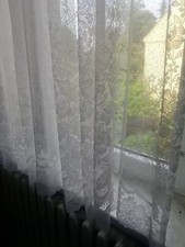 DDR Vintage Gardine Stores Store Blumen Muster Kräuselband alt