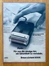 Braun sixtant 6006 Rasierapparat Original 1972 Vintage Advert Werbung Reklame