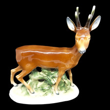 Fasold & Stauch Hirsch Porzellan Figur Braun Bock Reh Wild 1967 18020 Beschädigt