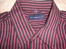 Mc Panthon Hemd 42 Bordeaux Schwarz weiß Gestreift #E9043