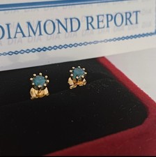 Ohrstecker Gold 750 mit blaue Diamanten natürlich 0,50 ct und Zertifikat