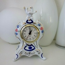 Tischuhr Standuhr Kaminuhr Keramik 2 Tauben Quartz Batterie Shabby Chic