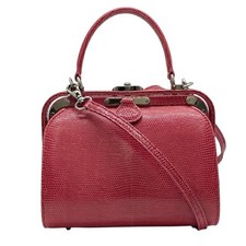 COMTESSE Audrey 2-Wege Schultertasche Handtasche Leder Eidechse Rosa...